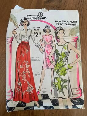 Vintage Alfred Shaheen Hawaiian Dress & Skirt Pattern 101 Size 6 - 18 Uncut